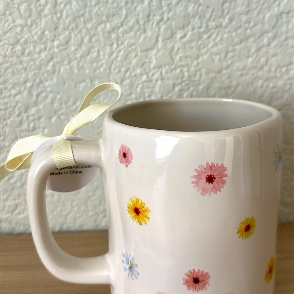 Rae Dunn Cream Floral Mug with Inspirational Quote - Picture 2 of 3